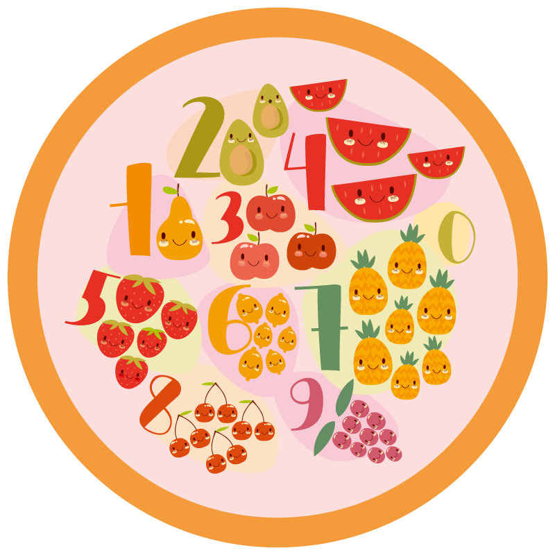 Fruity Counting Circle gaming vinyl rug - TenStickers