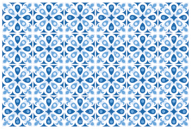 Blue patterned tile tile vinyl rug - TenStickers
