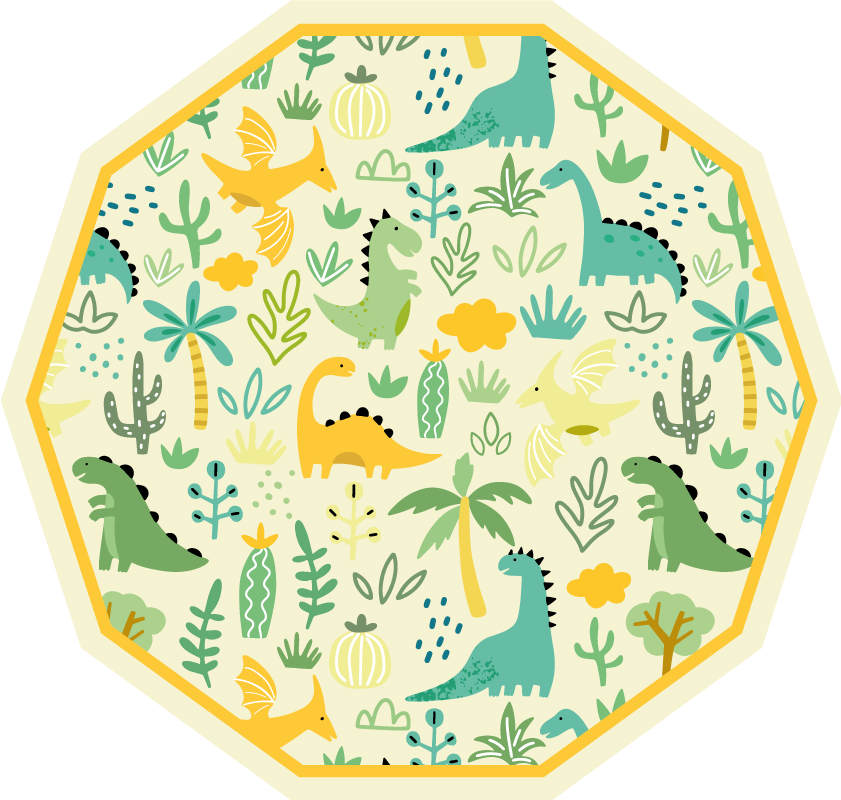 Dinosaur Hexagon vinyl rug - TenStickers
