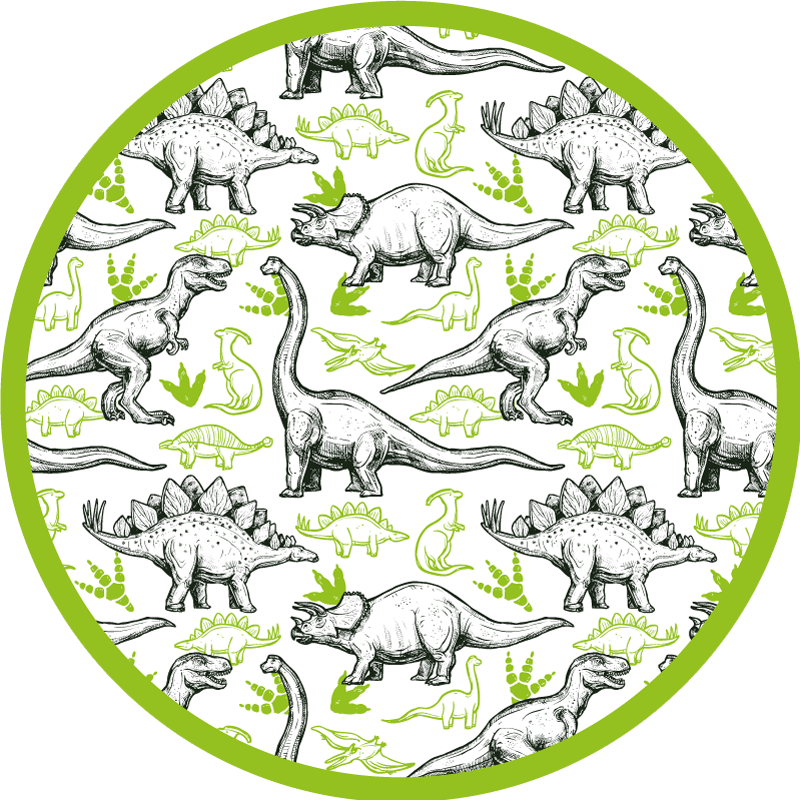 Dinosaur Themed Circle vinyl rug - TenStickers