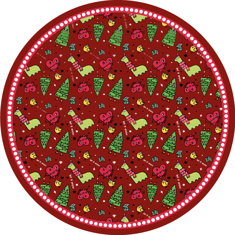 Festive Circular Design christmas vinyl rug - TenStickers