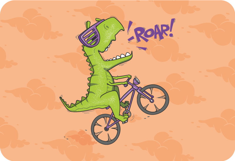dinosaur on a bike animal rug - TenStickers