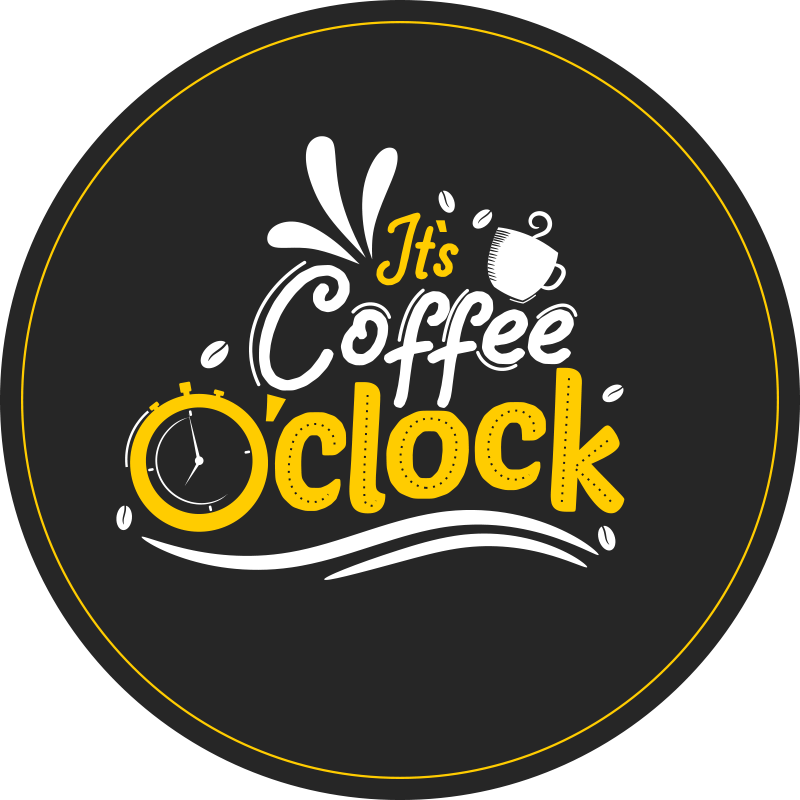 Coffee O'Clock custom vinyl rug - TenStickers