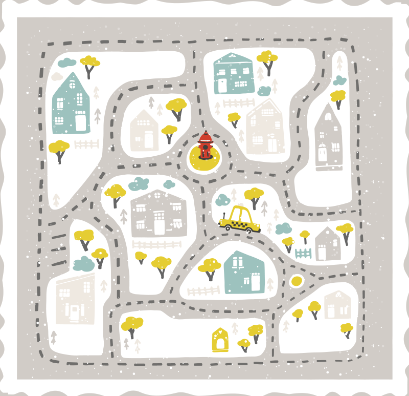 snowy city landscape with roads road rug - TenStickers