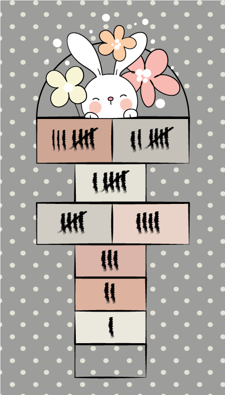 Nordic rabbit hopscotch game mat - TenStickers