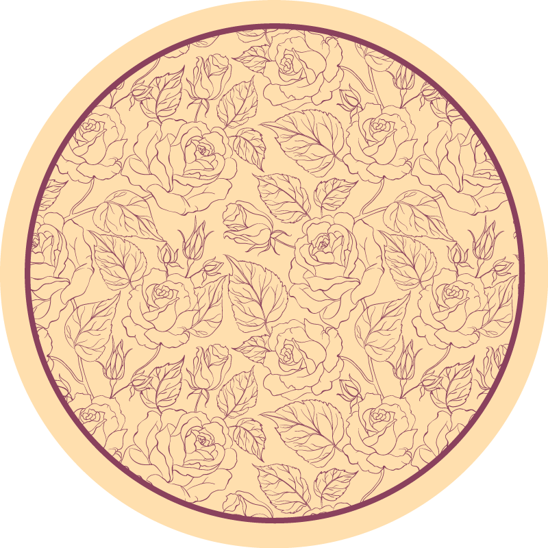 Rose Pattern Round flower vinyl rug - TenStickers