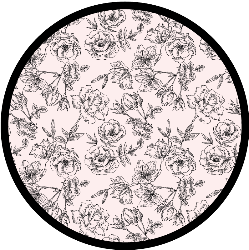 Floral Pattern Circle flower vinyl rug - TenStickers