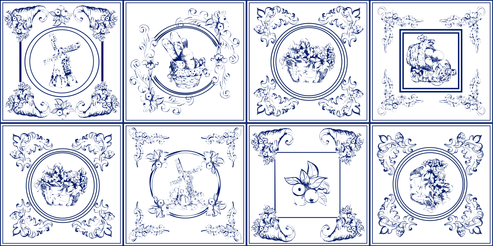 Vintage blue tiles tile carpet - TenStickers