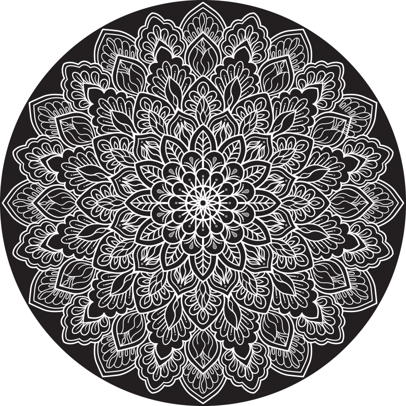 Elegant Monochrome Concept mandala vinyl rug - TenStickers