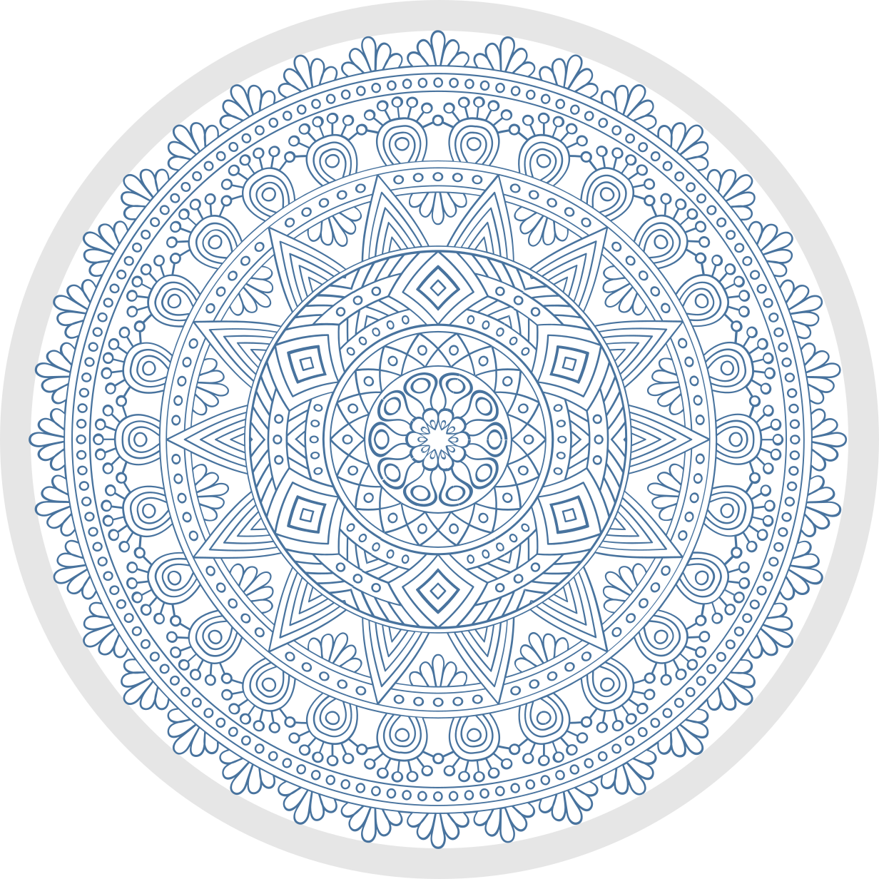 Dark blue and white mandala vinyl rug - TenStickers