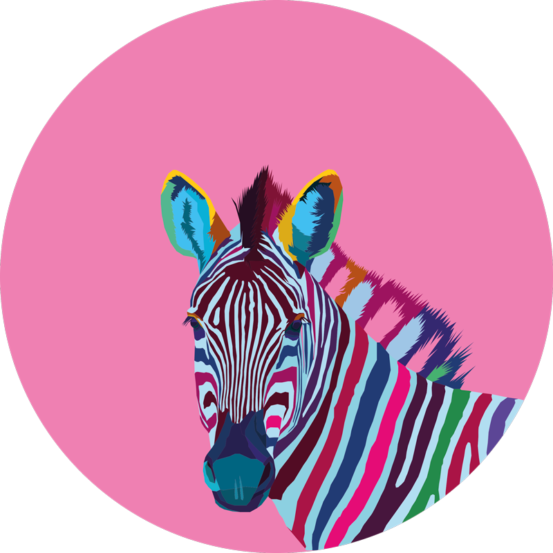 Colorful Zebra Portrait animal vinyl rug - TenStickers