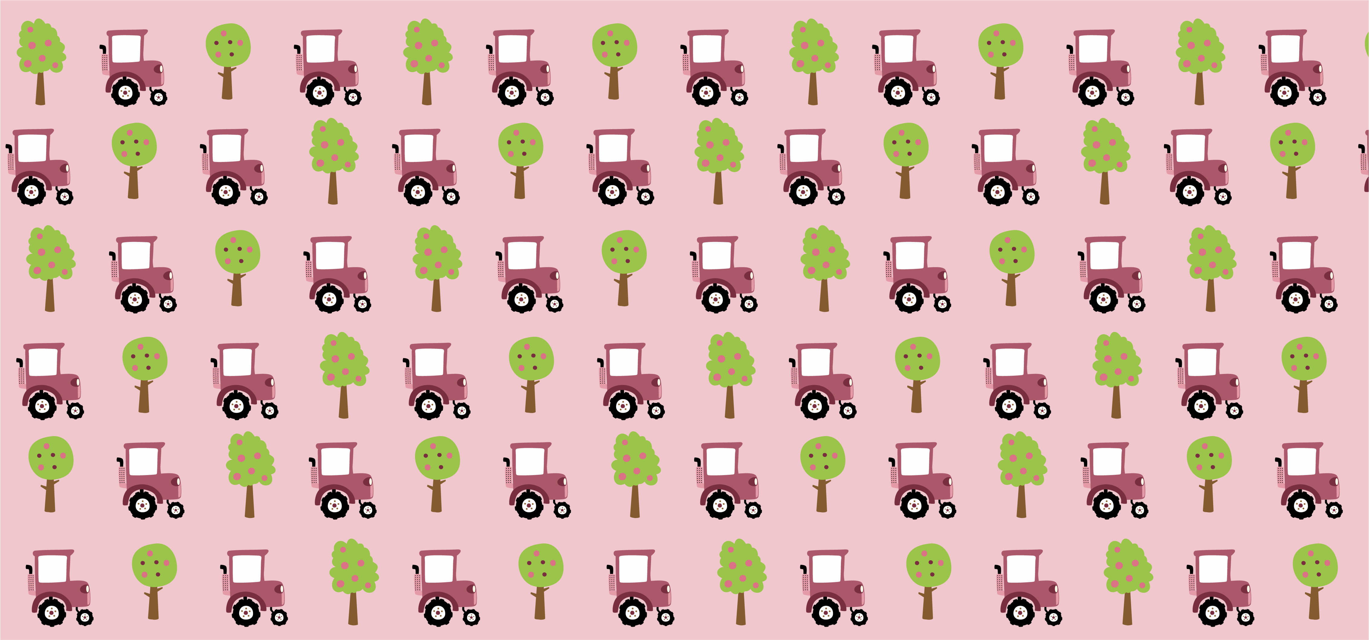 Pink tractor pattern kids vinyl rug - TenStickers