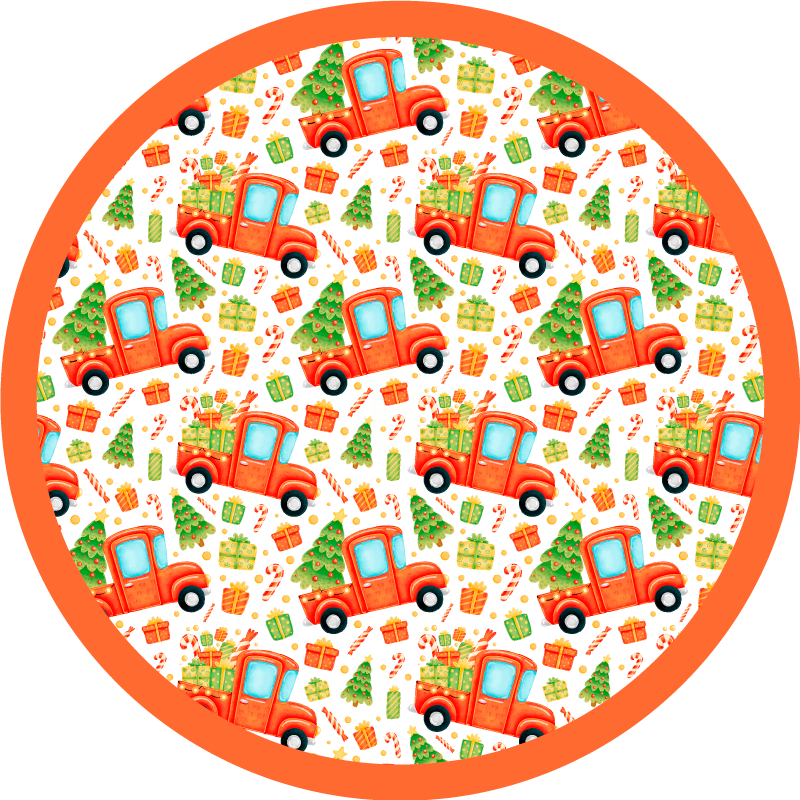 Playful Transport Circle vinyl rug - TenStickers