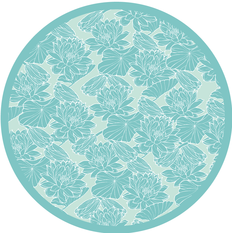 Floral Motif Circle flower vinyl rug - TenStickers