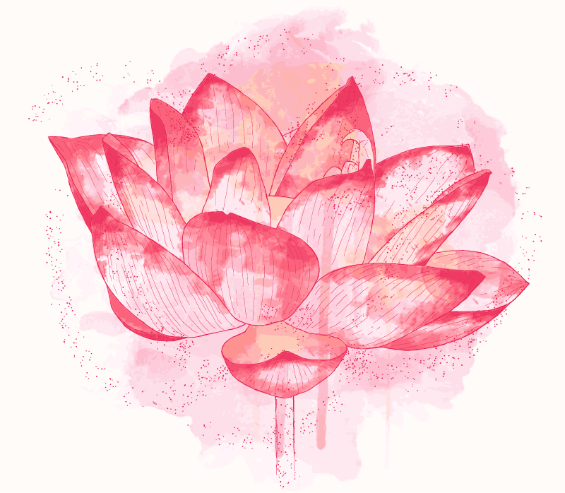 Watercolor Lotus flower vinyl rug - TenStickers
