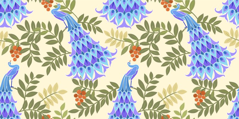 Floral Peacock Theme flower vinyl rug - TenStickers