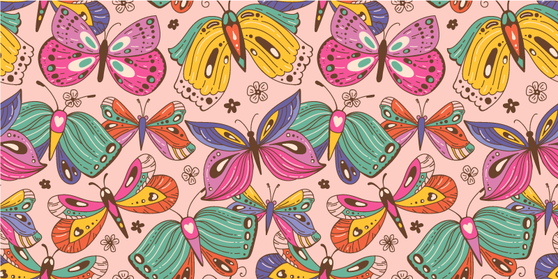 Colorful Butterfly Motif vinyl rug - TenStickers