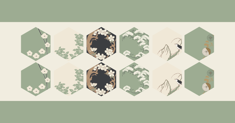 Floral Hexagons flower vinyl rug - TenStickers