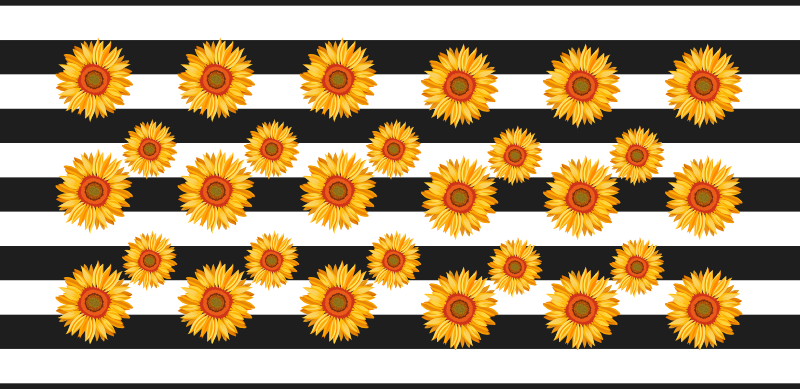 Sunflower Stripes flower vinyl rug - TenStickers