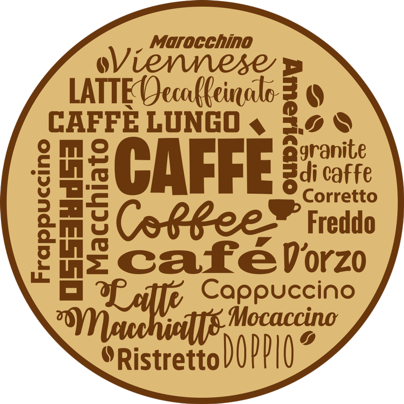Multi-lingual Coffee vinyl rug - TenStickers