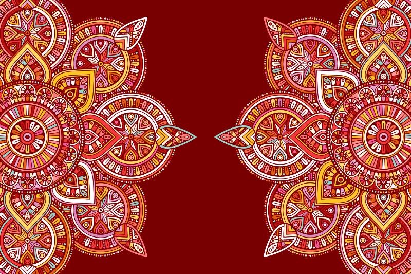 Ethnic red mandala vinyl rug - TenStickers