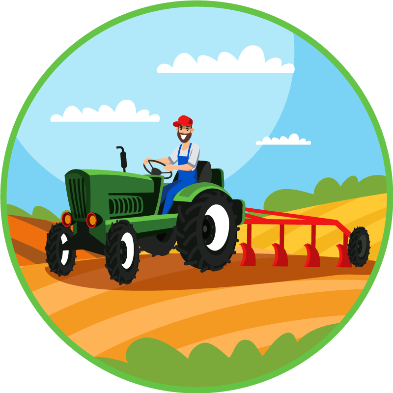 Farming Tractor Scene kids vinyl rug - TenStickers