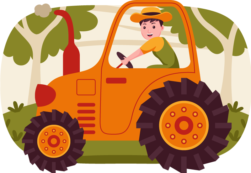 Plain Orange Tractor kids vinyl rug - TenStickers
