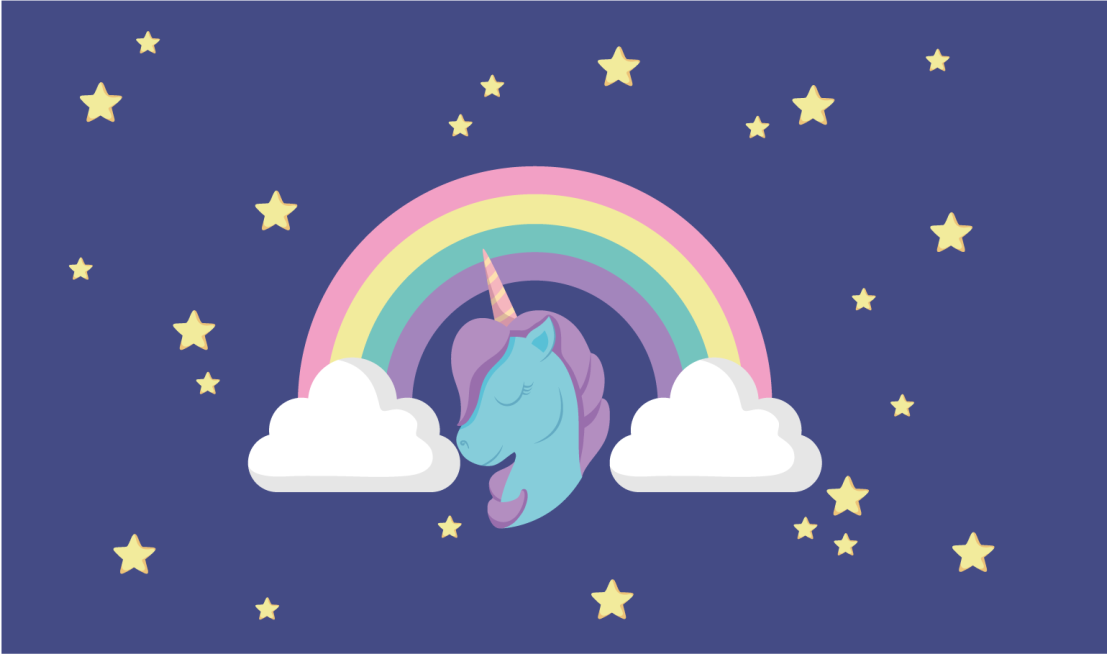 Anime Rainbow Unicorn vinyl rug - TenStickers