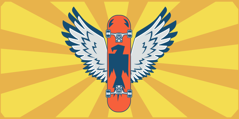 Skateboard Wings Decor vinyl rug - TenStickers