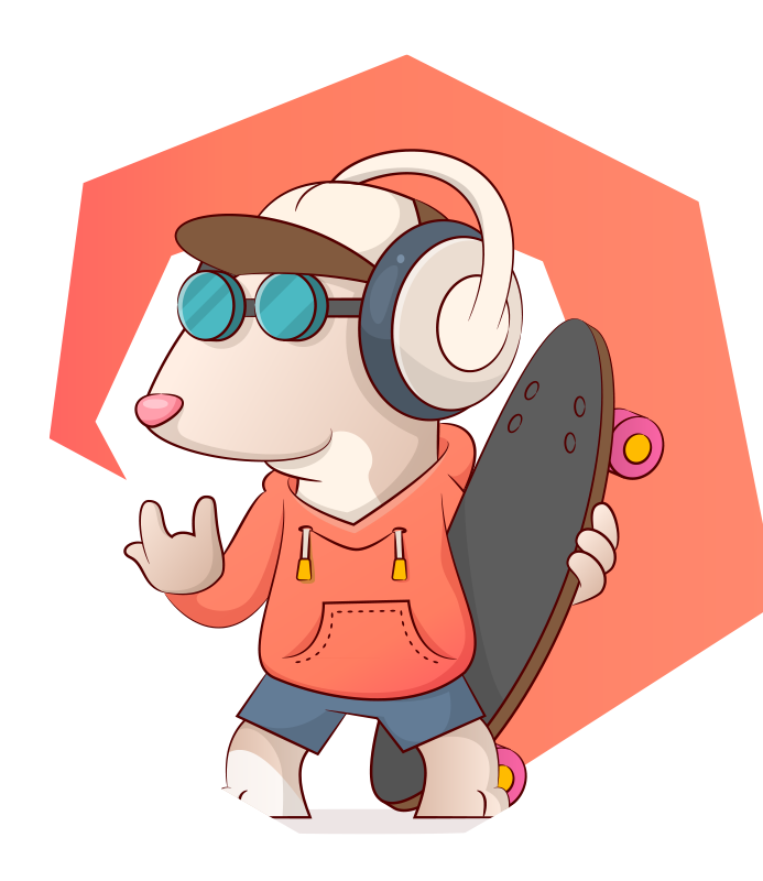 Skater Mouse Illustration vinyl rug - TenStickers