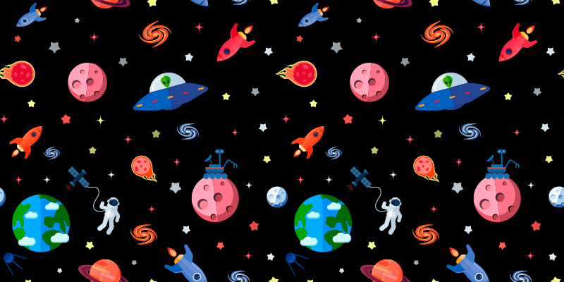 Space Adventure Print vinyl rug - TenStickers