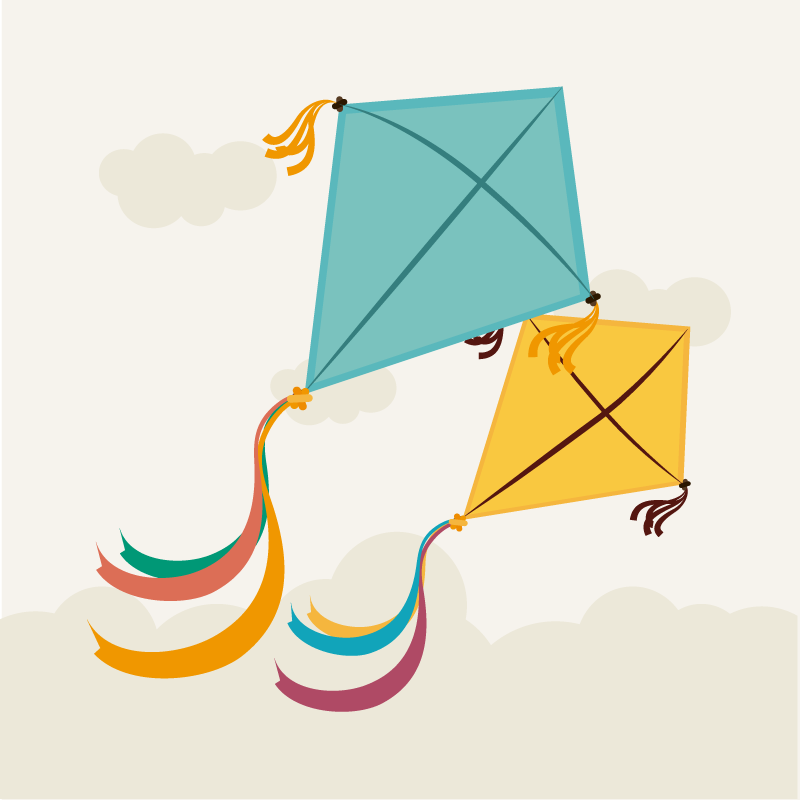 Kite and clouds baby play mat - TenStickers