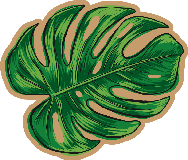 Monstera leave shape floral rug - TenStickers