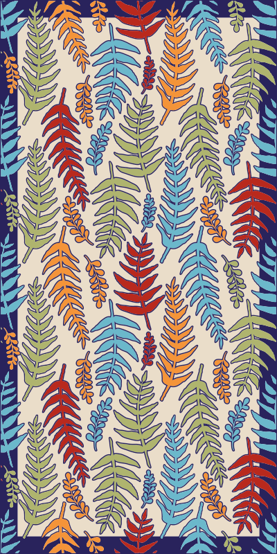 Botanical Stripes flower vinyl rug - TenStickers