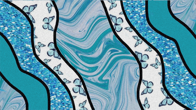 Gentle azure currents vinyl rug - TenStickers