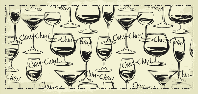 Cheers wine glasses kitchen vinyl rug - TenStickers