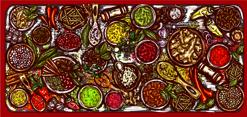 Flavorful culinary spread kitchen vinyl rug - TenStickers