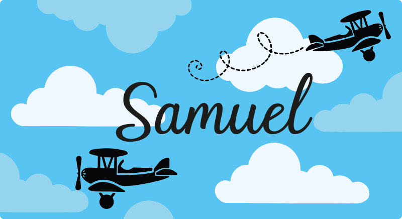 Sky planes with name vinyl rug - TenStickers