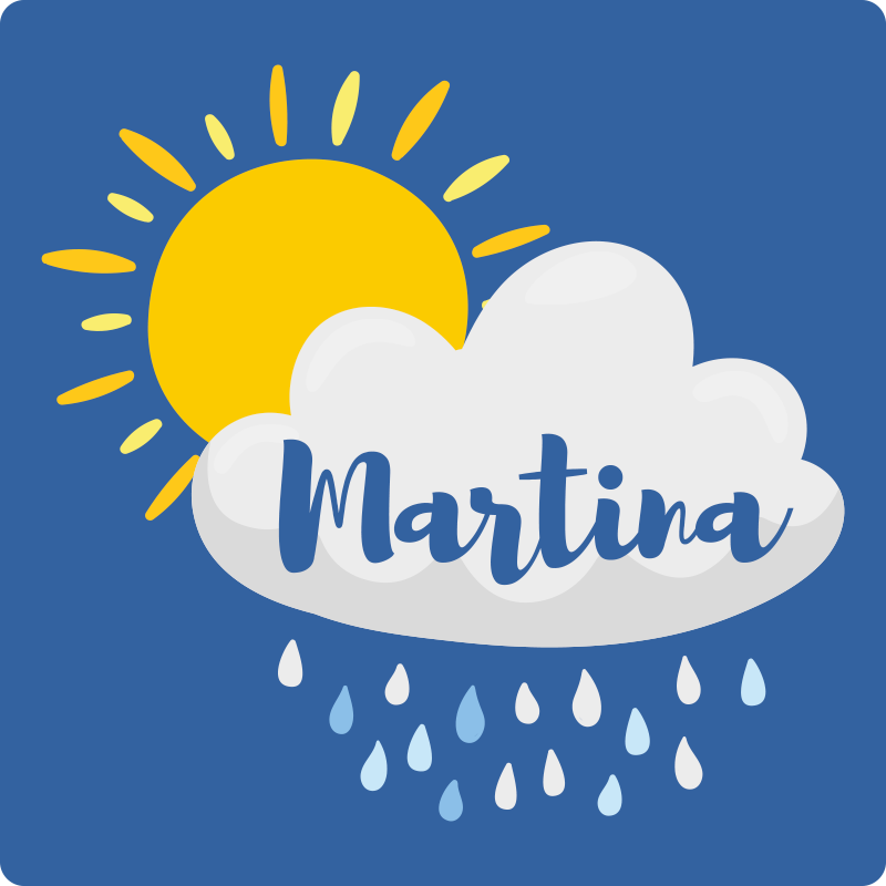 Rainy cloud with name vinyl rug - TenStickers