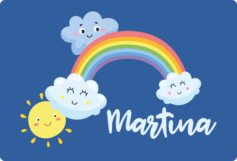 Custom clouds with rainbow vinyl rug - TenStickers
