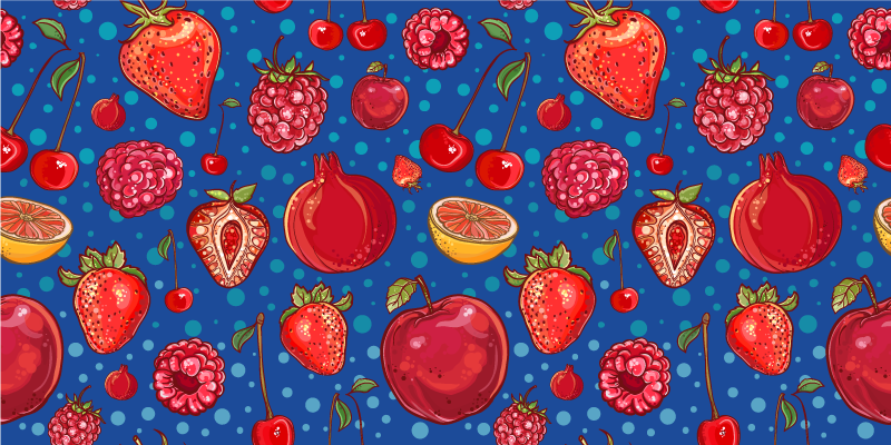Berries and other fruits kitchen vinyl rug - TenStickers
