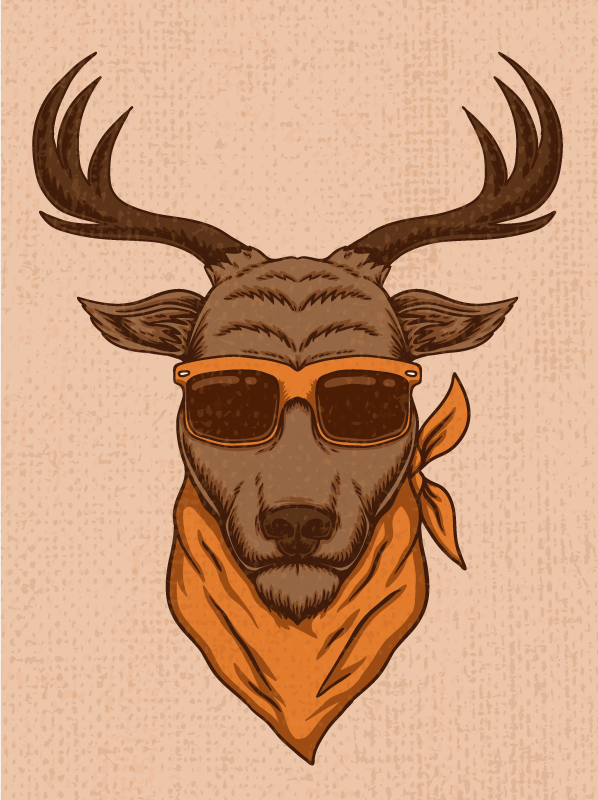 Cool Stag Illustration animal vinyl rug - TenStickers