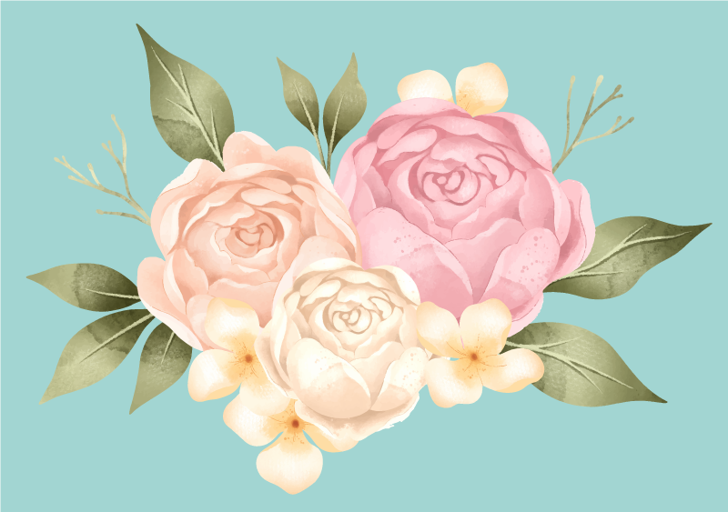 Botanical Composition flower vinyl rug - TenStickers