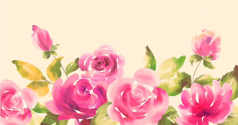 Pink floral design flower vinyl rug - TenStickers