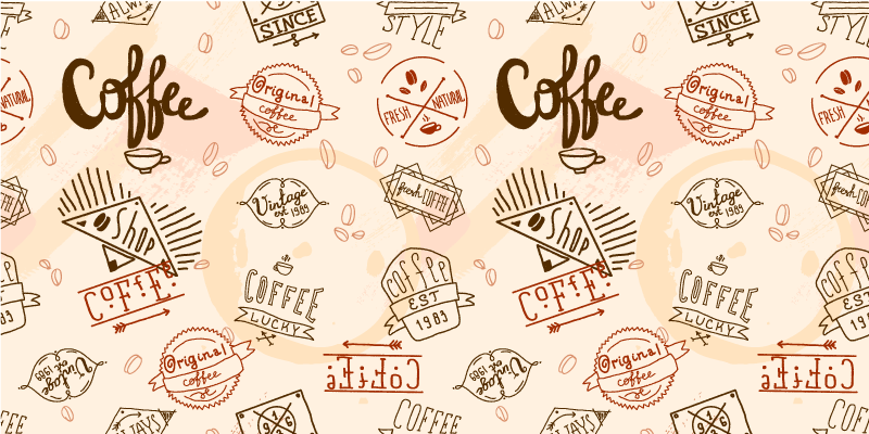 Vintage coffee pattern kitchen floor tiles - TenStickers