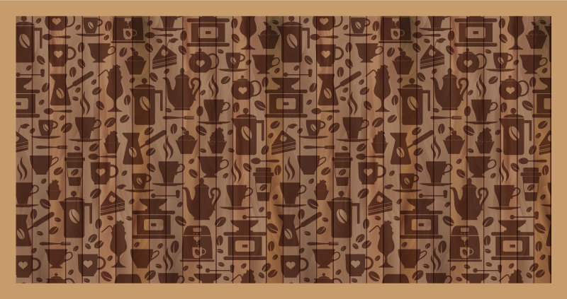 Coffee cup patterns kitchen vinyl rug - TenStickers