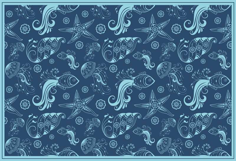 Ornamental Sea Life animal rug - TenStickers