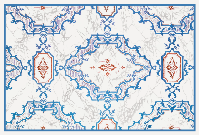 Elegant Blue Patterns marble vinyl rug - TenStickers