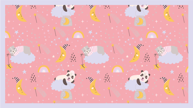 Clouds on pink background vinyl rug - TenStickers