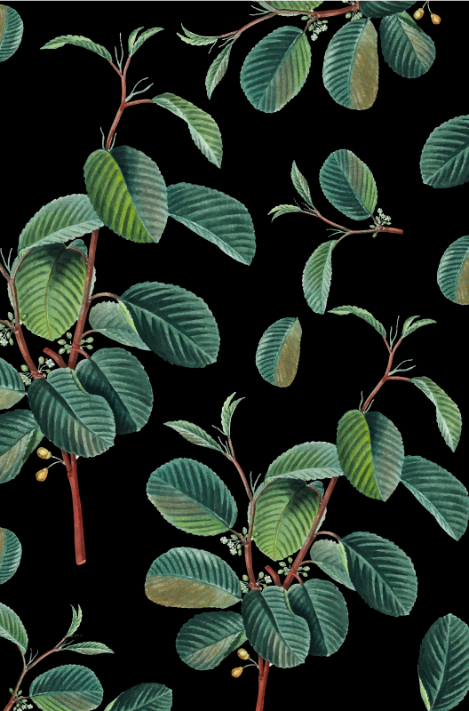 Vibrant Foliage Motif living room vinyl rug - TenStickers